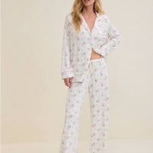 Aerie White Floral Pajama Set
